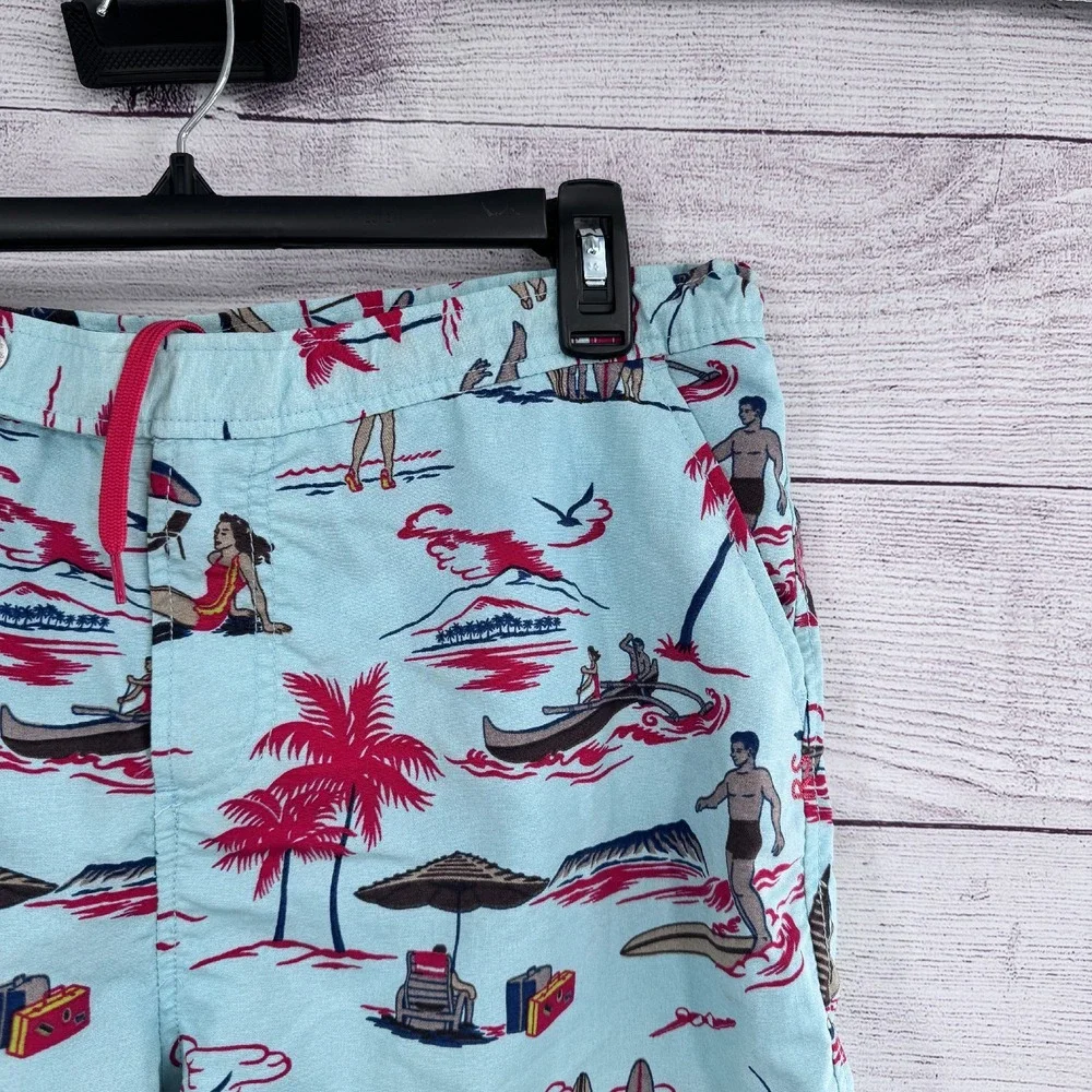 Reyn Spooner Swim Trunks Hawaiian Print Beach Shorts Blue Red Size 36 Vintage‎